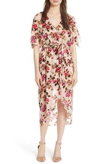 Women's Alice + Olivia Clarine Floral Faux Wrap Dress - Beige