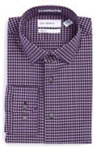 Men's Calibrate Trim Fit Non-iron Check Stretch Dress Shirt - 32/33 - Purple