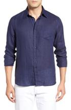 Men's Vilebrequin Caroubie Regular Fit Linen Sport Shirt - Blue