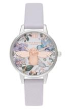 Women's Olivia Burton Bejeweled Floral Leather Strap Watch, 30mm