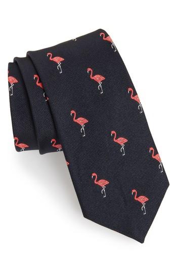 Men's Bonobos Flamingo Print Silk Tie, Size - Black