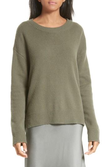 Women's Vince Lace Up Cashmere Pullover - Green