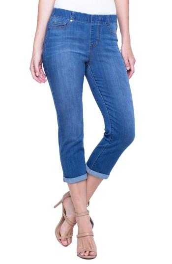 Women's Liverpool Chloe Roll Cuff Capri Denim Leggings - Blue