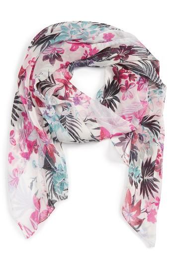 Women's Nordstrom Tahitian Garden Silk Scarf, Size - Pink