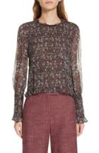 Women's Veronica Beard Faire Smocked Silk Top
