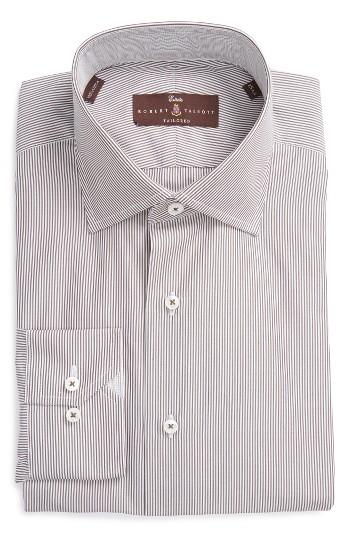 Men's Robert Talbott Estate Tailored Fit Stripe Dress Shirt .5 - Brown