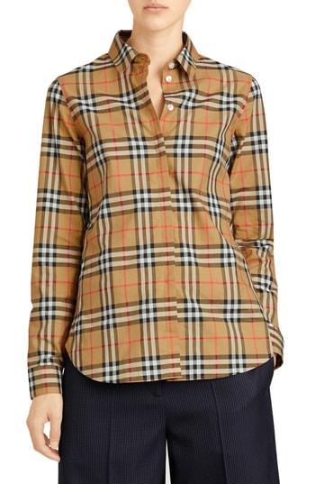 Women's Burberry Crow Vintage Check Shirt - Yellow
