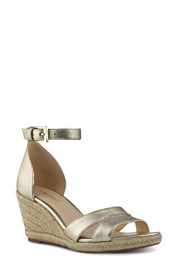 Women's Nine West Jabrina Wedge Sandal M - Metallic