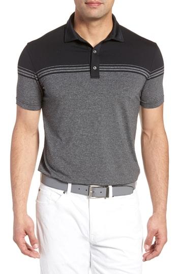 Men's Bobby Jones R18 Tech Torque Stripe Golf Polo - Black