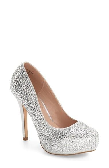 Women's Lauren Lorraine Bonny Crystal Embellished Platform Pump M - Metallic