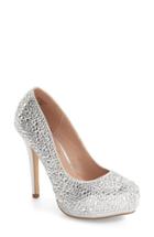 Women's Lauren Lorraine Bonny Crystal Embellished Platform Pump M - Metallic