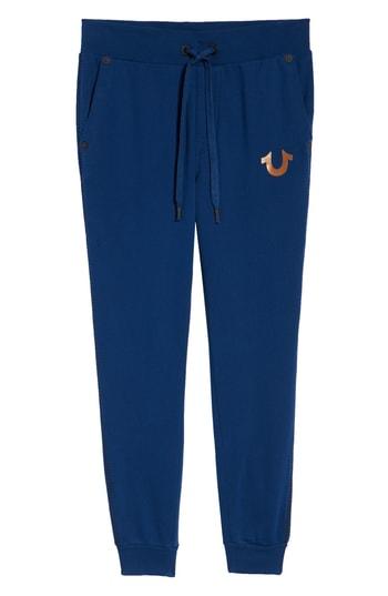 Men's True Religion Brand Jeans Metallic Buddha Sweatpants - Blue