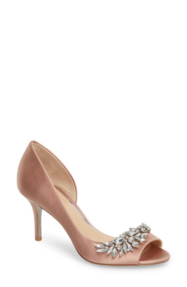 Women's Jewel Badgley Mischka Melvina Crystal Embellished Half D'orsay Pump .5 M - Pink