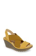 Women's Fly London Yaji Cross Wedge Sandal .5-8us / 38eu - Yellow