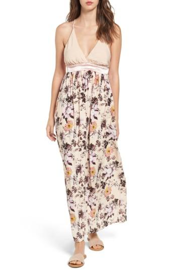 Women's Love, Fire Floral Print Maxi Dress - Pink