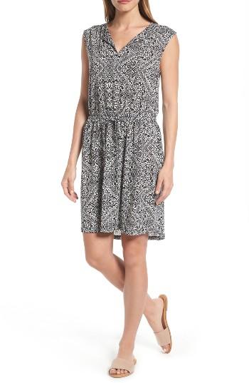 Women's Caslon Split Neck Cotton & Modal Knit Blouson Dress