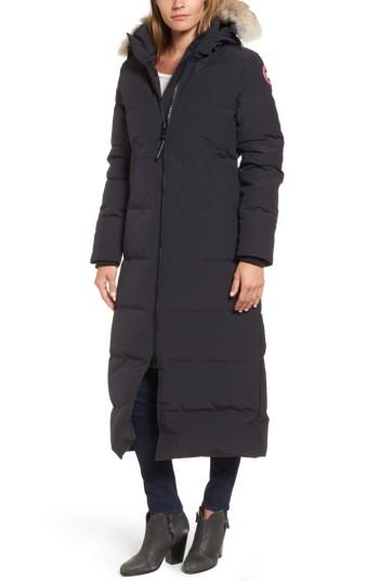 Women's Canada Goose 'mystique' Regular Fit Down Parka With Genuine Coyote Fur Trim (6-8) - Blue