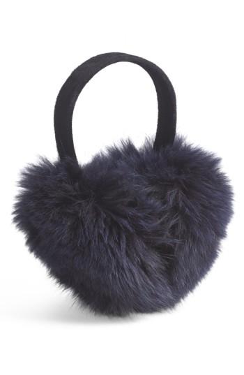 Women's Kyi Kyi Genuine Fox Fur Earmuffs - Blue