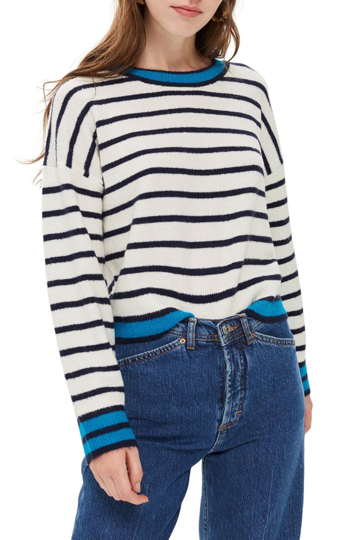 Women's Topshop Stripe Sweater Us (fits Like 2-4) - Ivory