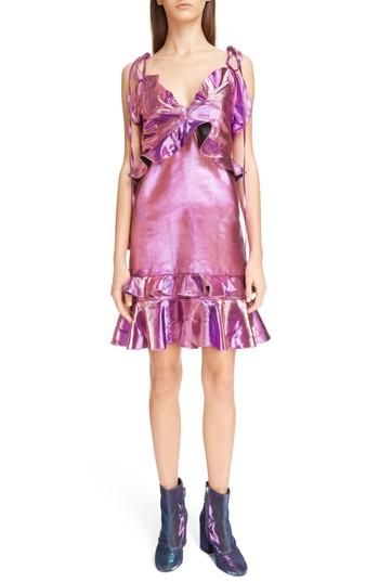 Women's Kenzo Metallic Ruffle Dress Us / 34 Fr - Purple