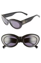 Women's Versace 52mm Studded Oval Sunglasses - Black Solid