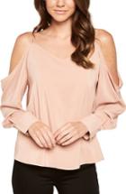 Women's Bardot Cold Shoulder Top - Pink