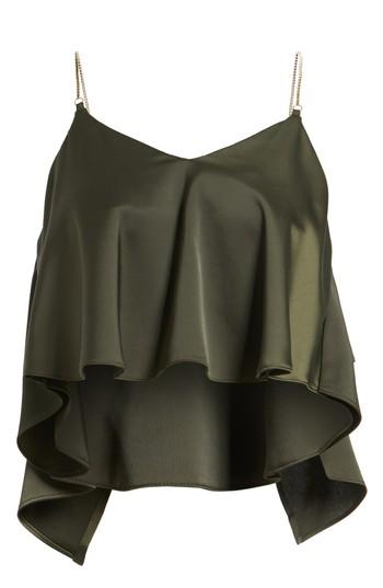 Women's Topshop Chain Strap Camisole Top Us (fits Like 6-8) - Green