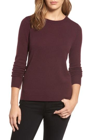 Women's Halogen Crewneck Cashmere Sweater - Burgundy