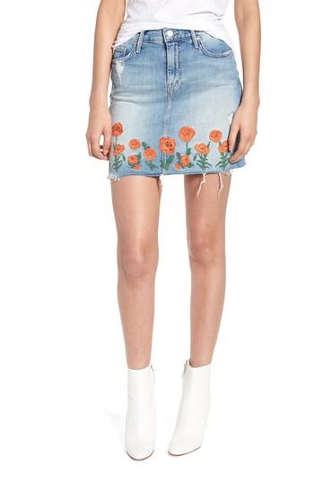 Women's Mother High Waist Fray Straight Denim Miniskirt - Blue