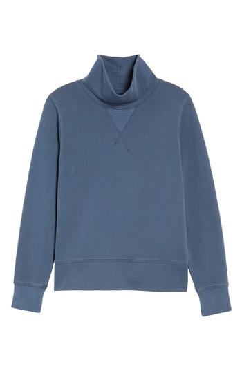 Women's Madewell Garment Dyed Funnel Neck Sweatshirt - Blue