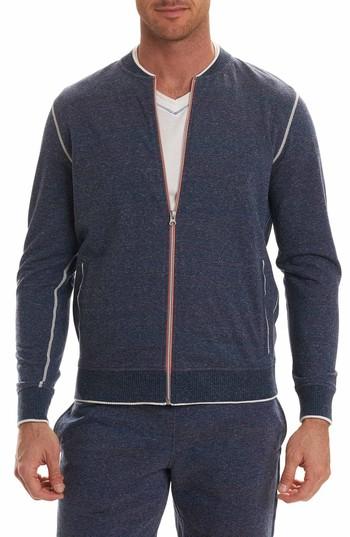 Men's Robert Graham Vagabond Full Zip Fleece Bomber Jacket - Blue
