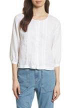 Women's Frame Pintucked Linen Top - White