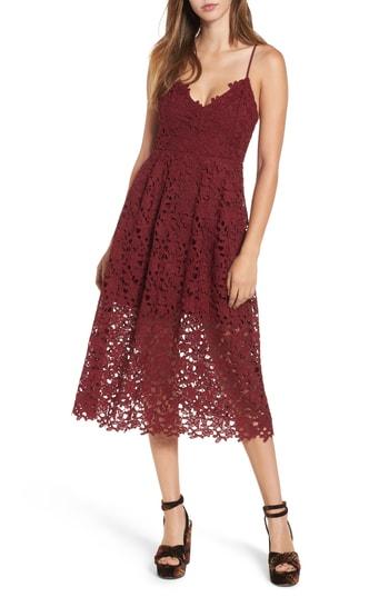 Women's Astr The Label Lace Midi Dress, Size - Red