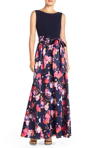 Women's Ellen Tracy Floral Satin Ballgown
