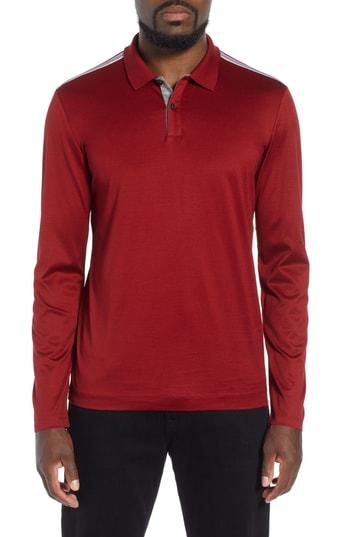 Men's Boss Pleins Slim Fit Long Sleeve Polo, Size - Red