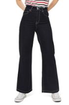 Women's Topshop Frayed Waist Wide Leg Jeans X 30 - Blue