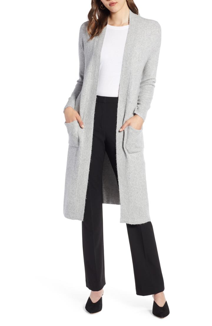 Women's Halogen Long Sweater Coat - Grey