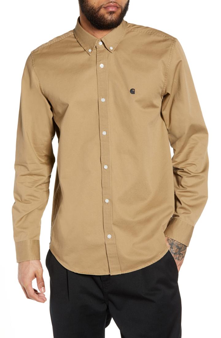Men's Carhartt Work In Progress Madison Twill Sport Shirt - Beige