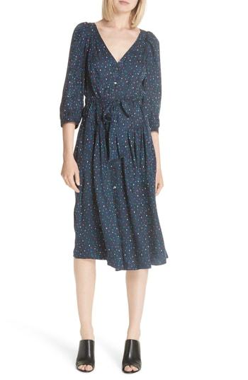 Women's Rebecca Taylor Speckled Dot Silk Shirtdress - Blue