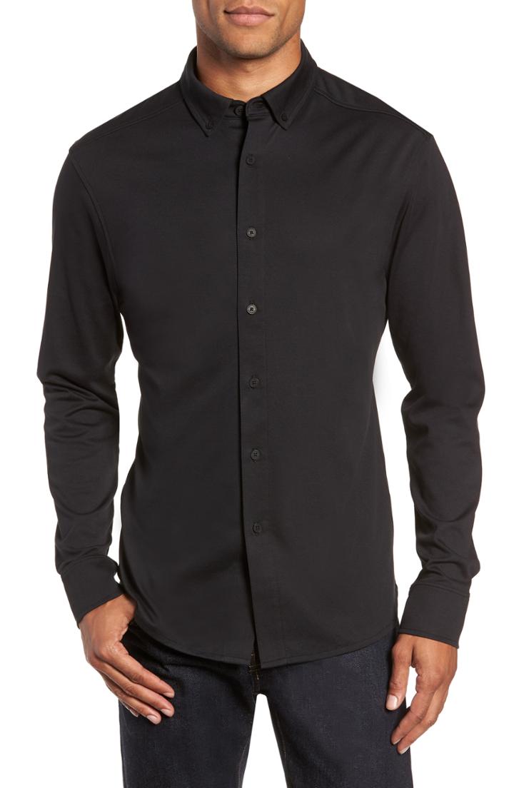 Men's Vince Camuto Slim Fit Button Down Collar Sport Shirt, Size - Black