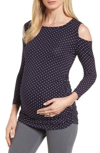 Women's Isabella Oliver Jennifer Dot Cold Shoulder Maternity Top