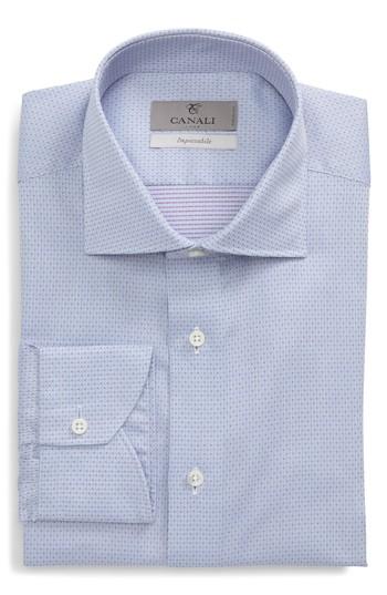 Men's Canali Trim Fit Jacquard Dress Shirt .5 - Blue