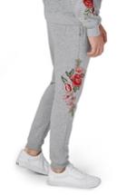 Men's Topman Rose Embroidered Jogger Pants - Grey