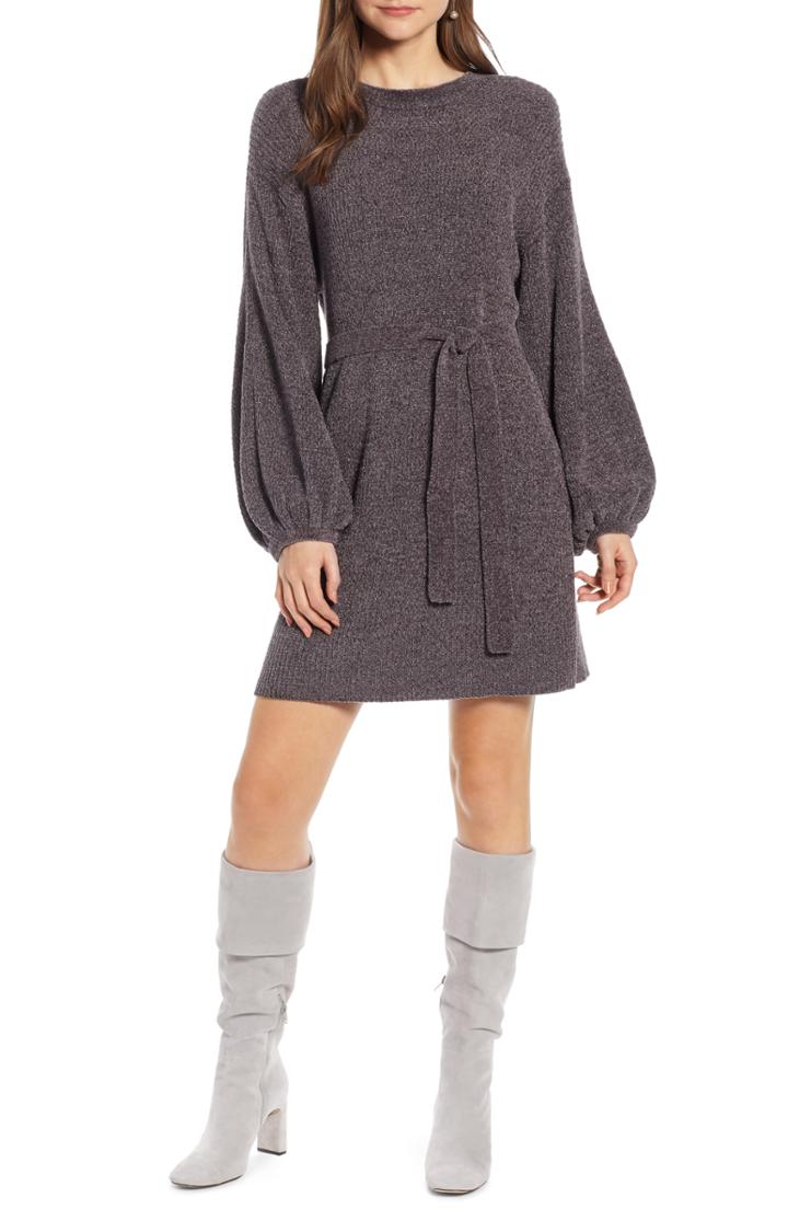 Women's Something Navy Shimmer Sweater Dress, Size - Grey