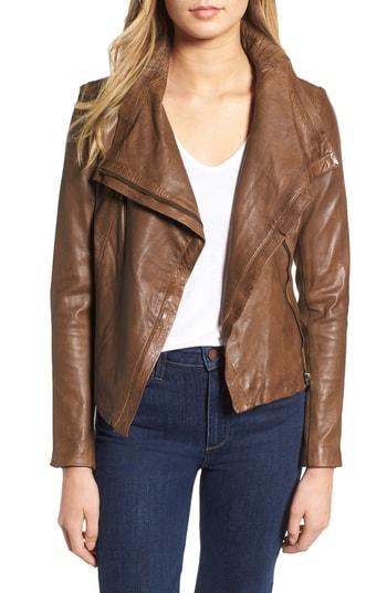 Women's Lamarque Funnel Neck Moto Jacket, Size - Grey