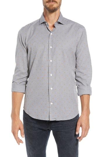 Men's Culturata Coupe Dot Tailored Fit Gingham Sport Shirt - Grey