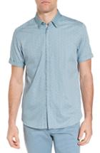 Men's Ted Baker London Narnar Trim Fit Geo Print Camp Shirt (s) - Blue