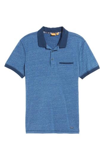 Men's Boss Orange Push Heathered Polo, Size - Blue