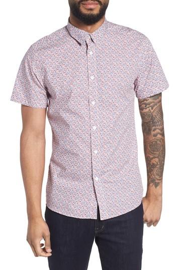 Men's Twentymetrictons Slim Flit Floral Woven Shirt - Red