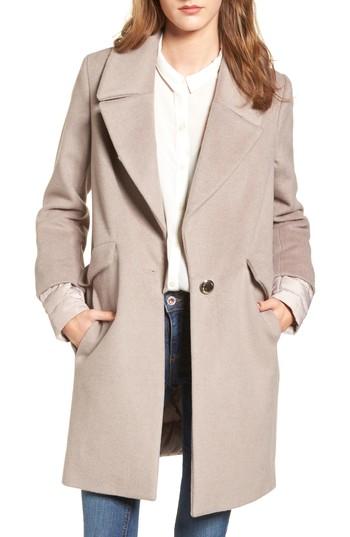 Women's Calvin Klein Wool & Down Reefer Coat - Beige